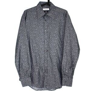 Versace Collection Mens 15.5 City Repeat Spell Out Button Up Shirt RARE G1395